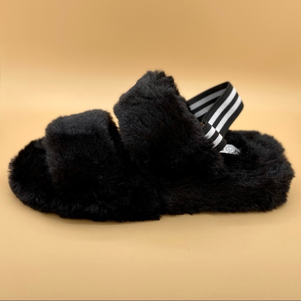 Faux fur double strap sandals - Picture 4 of 6